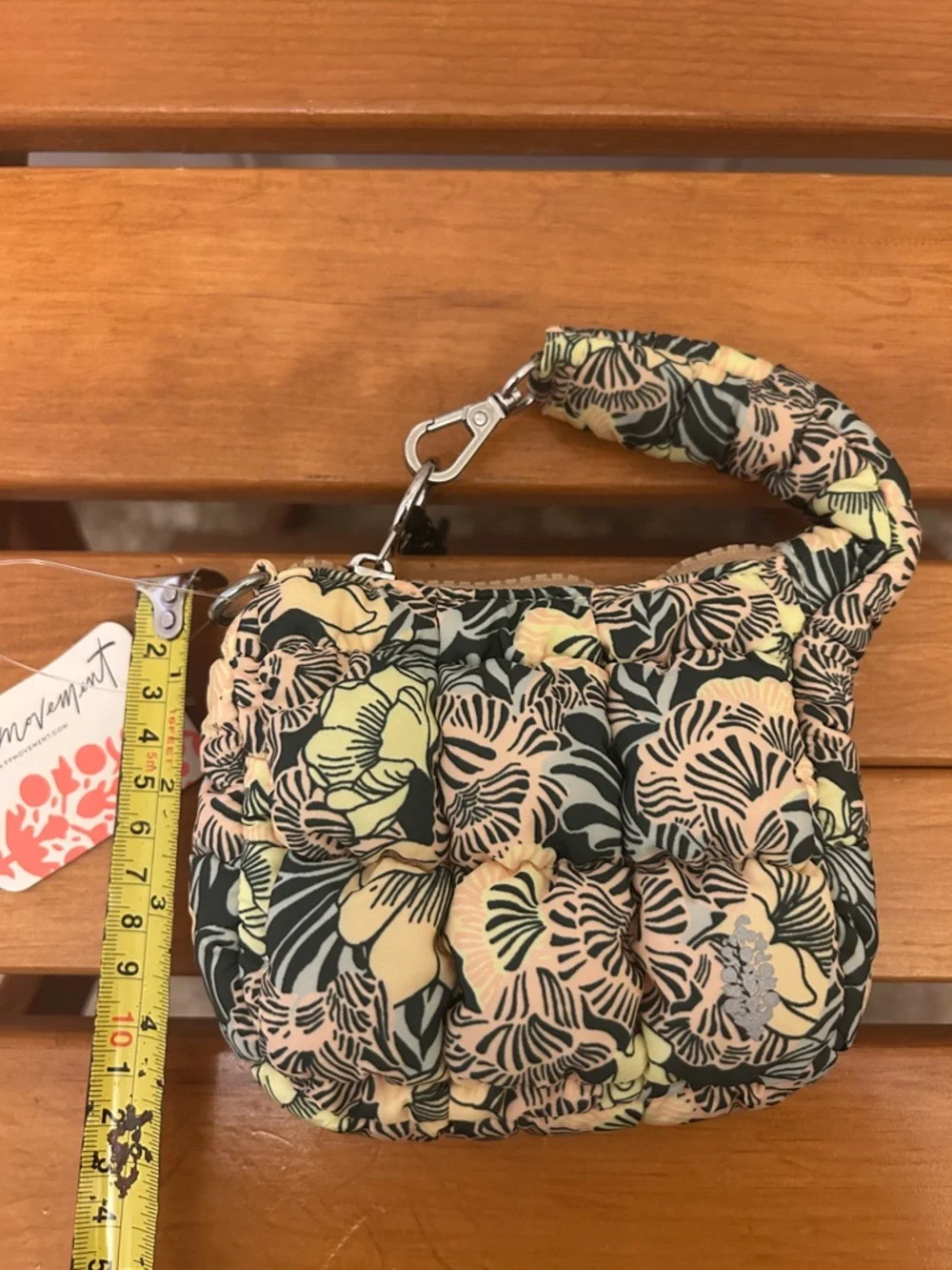 NWT Free People Movement Floral Quilted Mini Pouch Bag - Yellow/Green/Blue - Picture 6 of 7